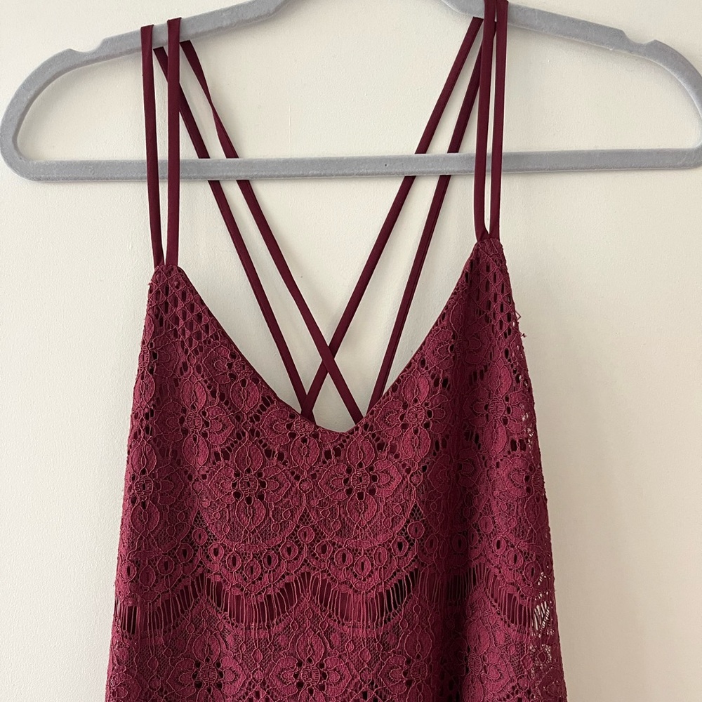Francesca’s lace cross back mini dress